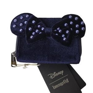 Loungefly Disney Blue Velvet Pearl Ears Wallet Nwt